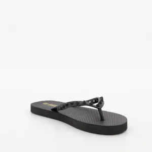 Ladies Eva Studded Flip Flop - Black
