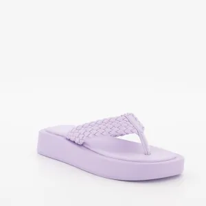 Ladies Platform Braided Thong Sandal - Lilac