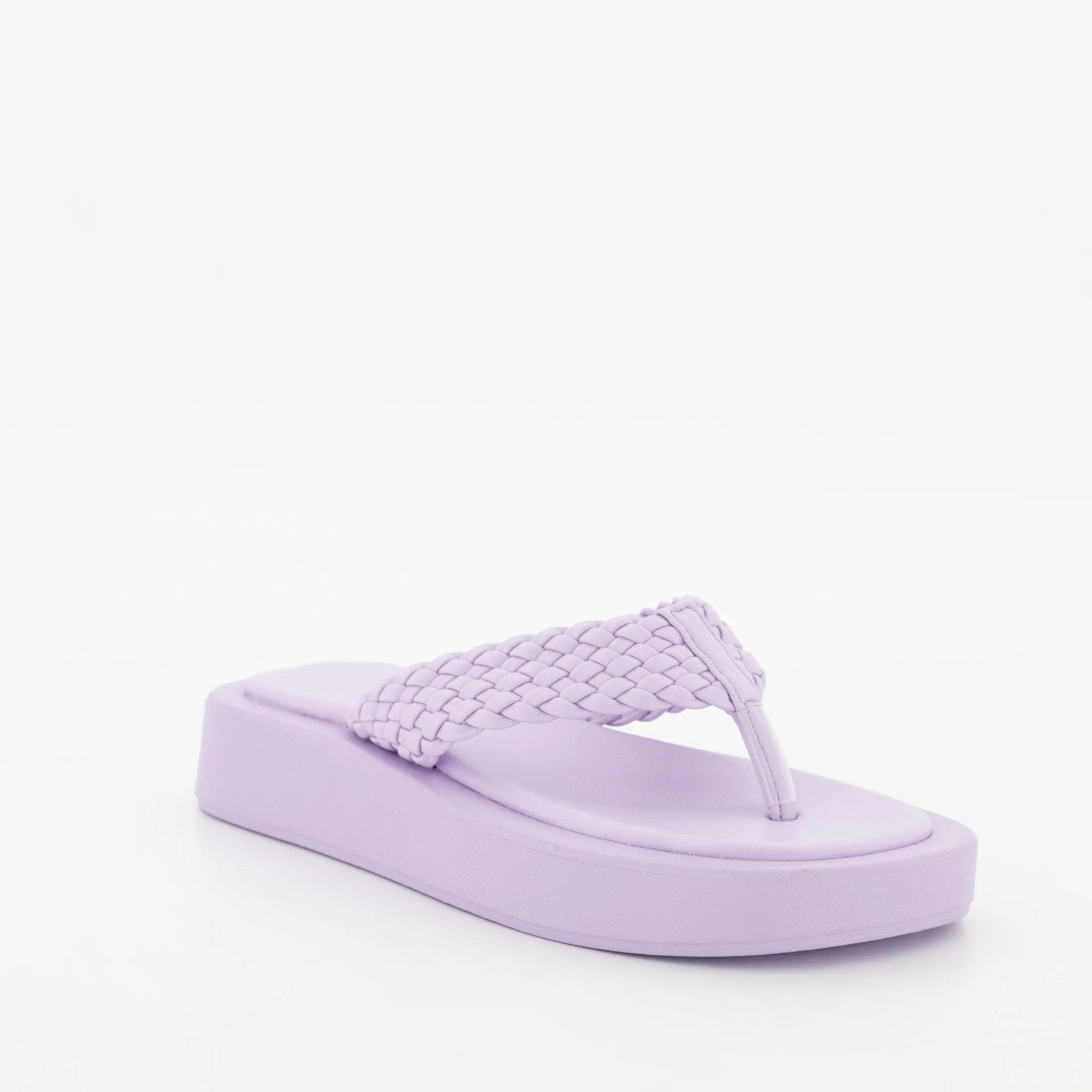 Ladies Platform Braided Thong Sandal - Lilac