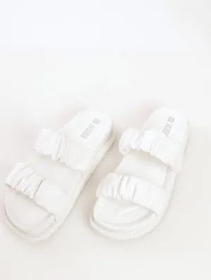 Ladies Rouched Two Strap Cleated Platform Sandal - White