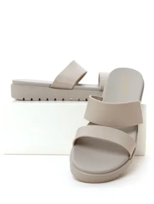 Ladies Two Strap Platform Sandal - Taupe