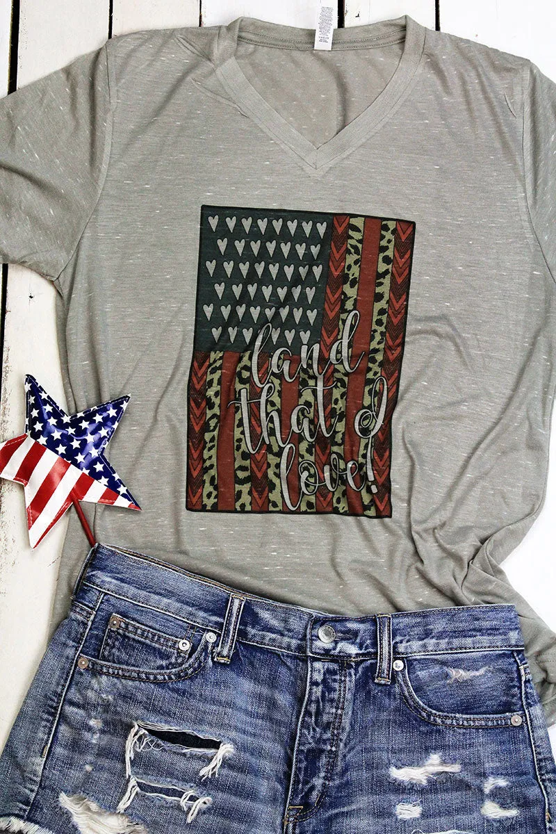 Land That I Love Leopard Flag Unisex V-Neck Tee