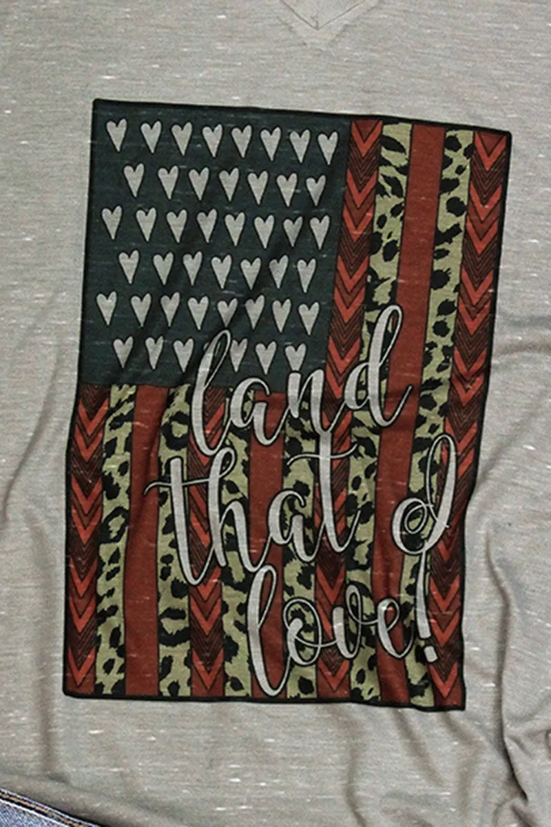 Land That I Love Leopard Flag Unisex V-Neck Tee
