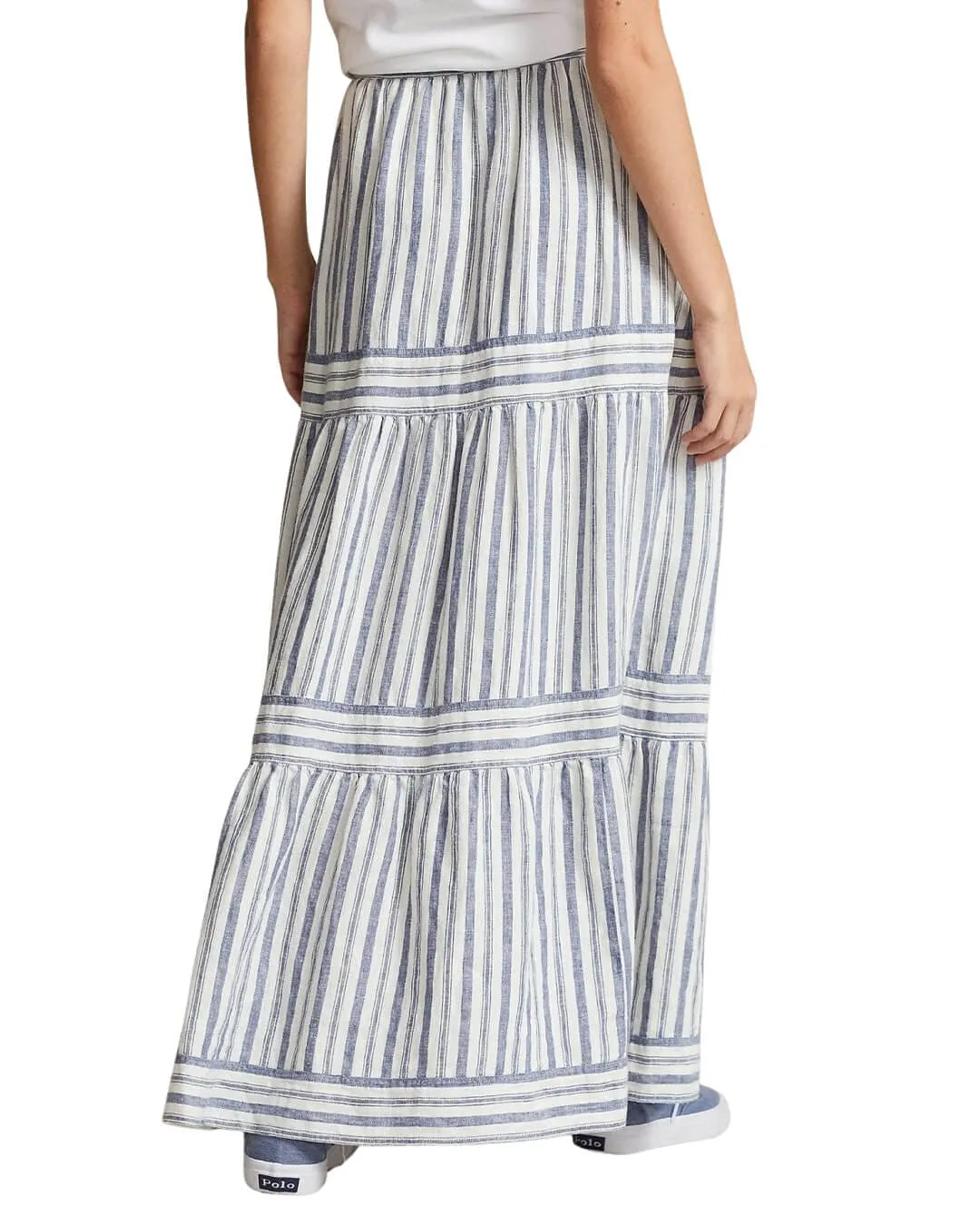 Lauren By Ralph Lauren Blue Maxi Striped Skirt