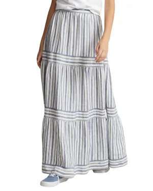 Lauren By Ralph Lauren Blue Maxi Striped Skirt