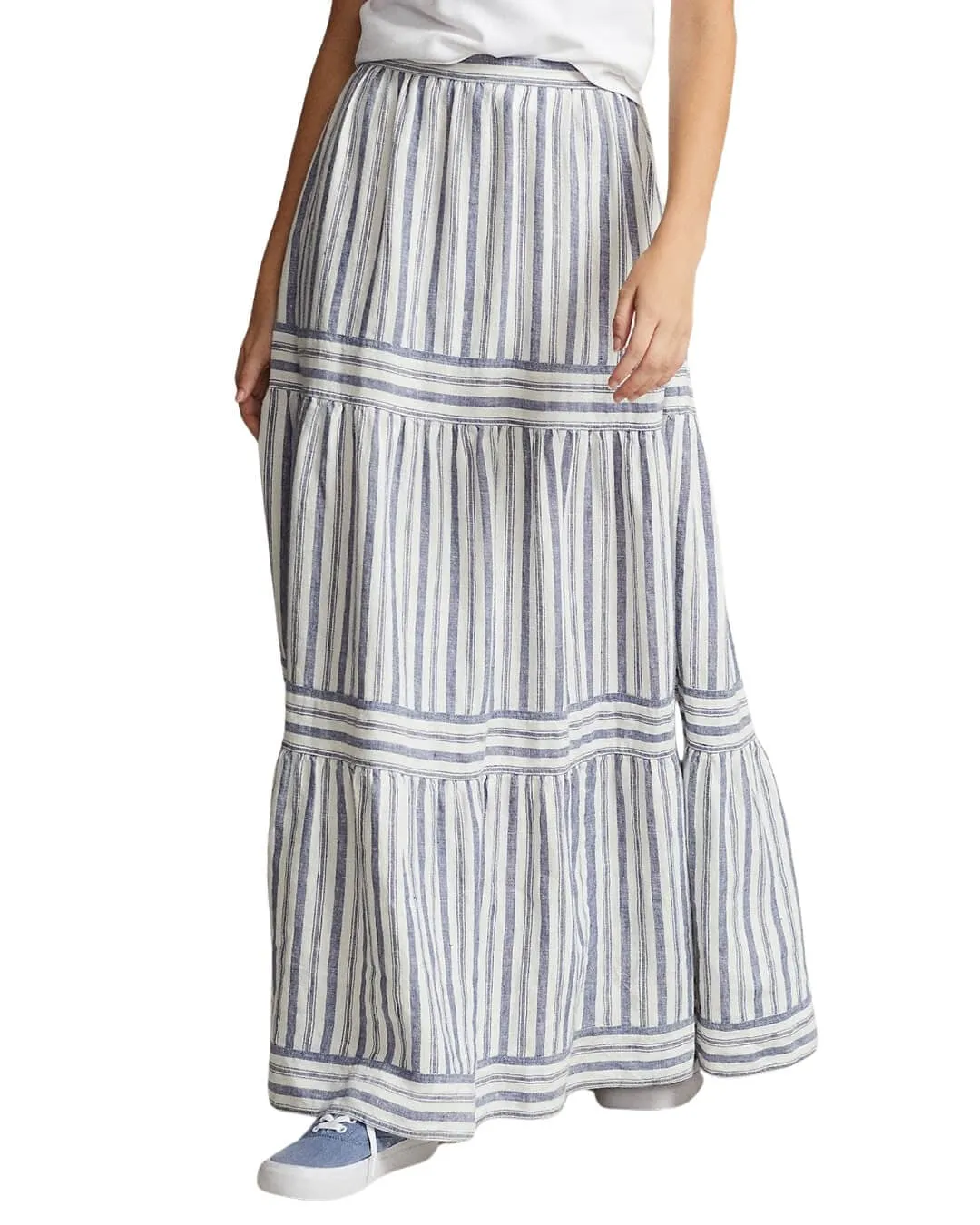Lauren By Ralph Lauren Blue Maxi Striped Skirt