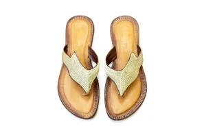 Leather Embroidered Chappal - Sandals - Women's