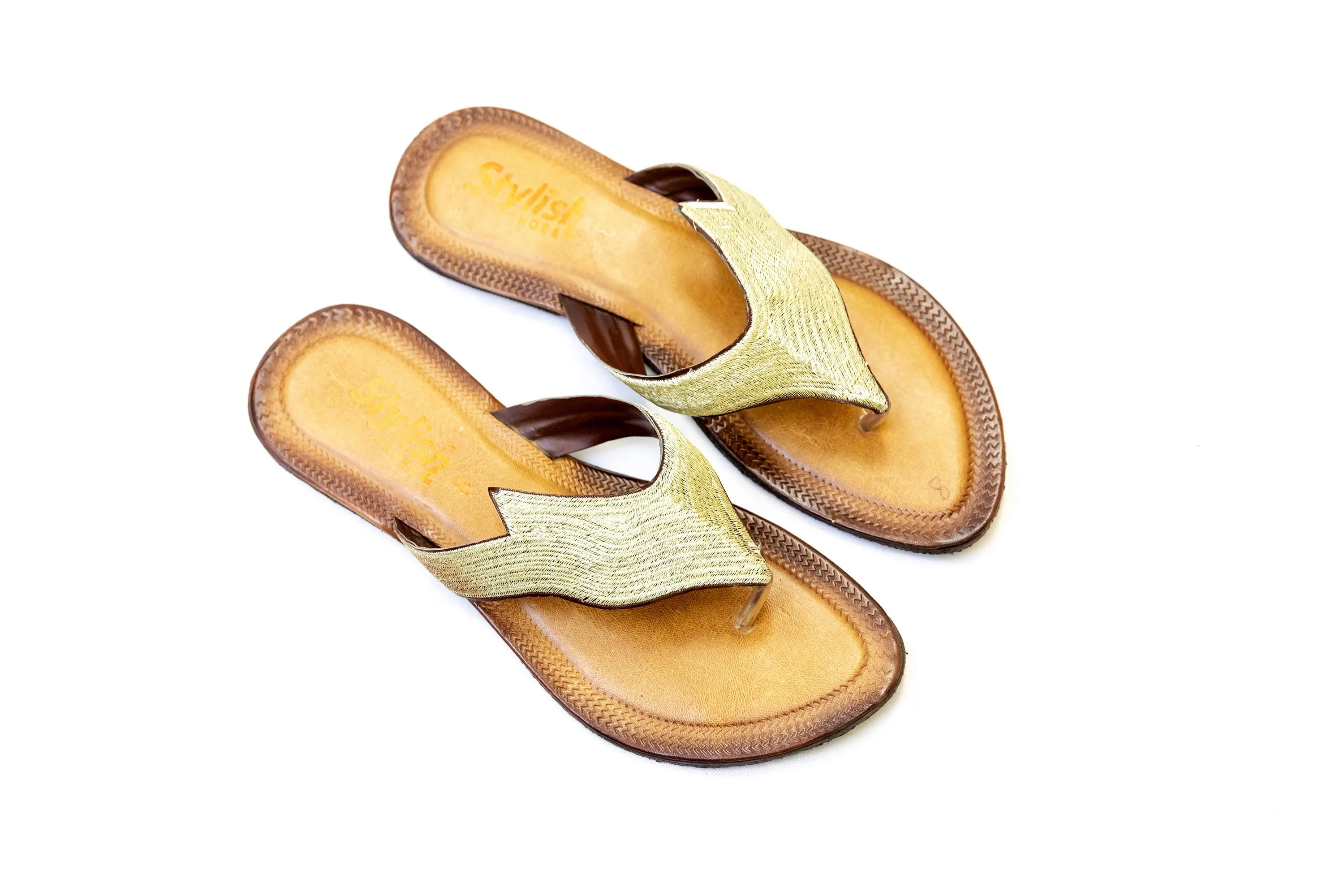 Leather Embroidered Chappal - Sandals - Women's