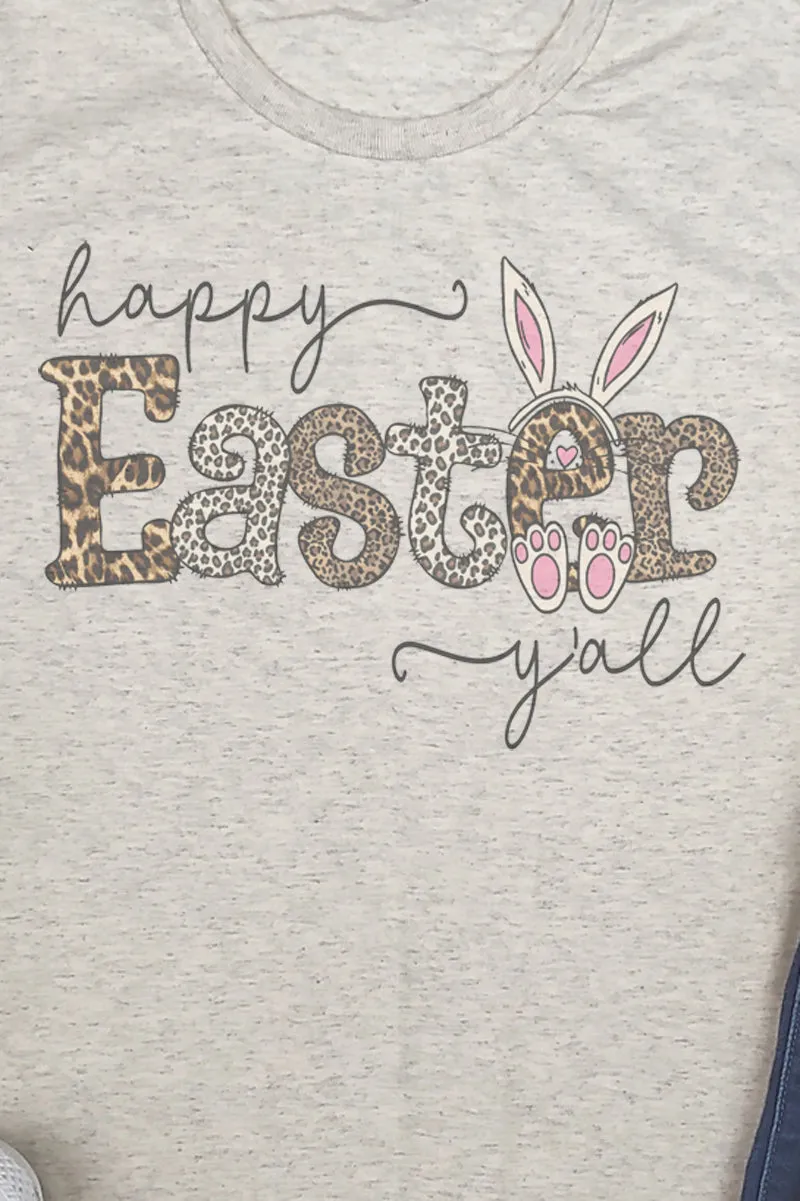 Leopard Happy Easter Y'all Adult Tri-Blend T-Shirt