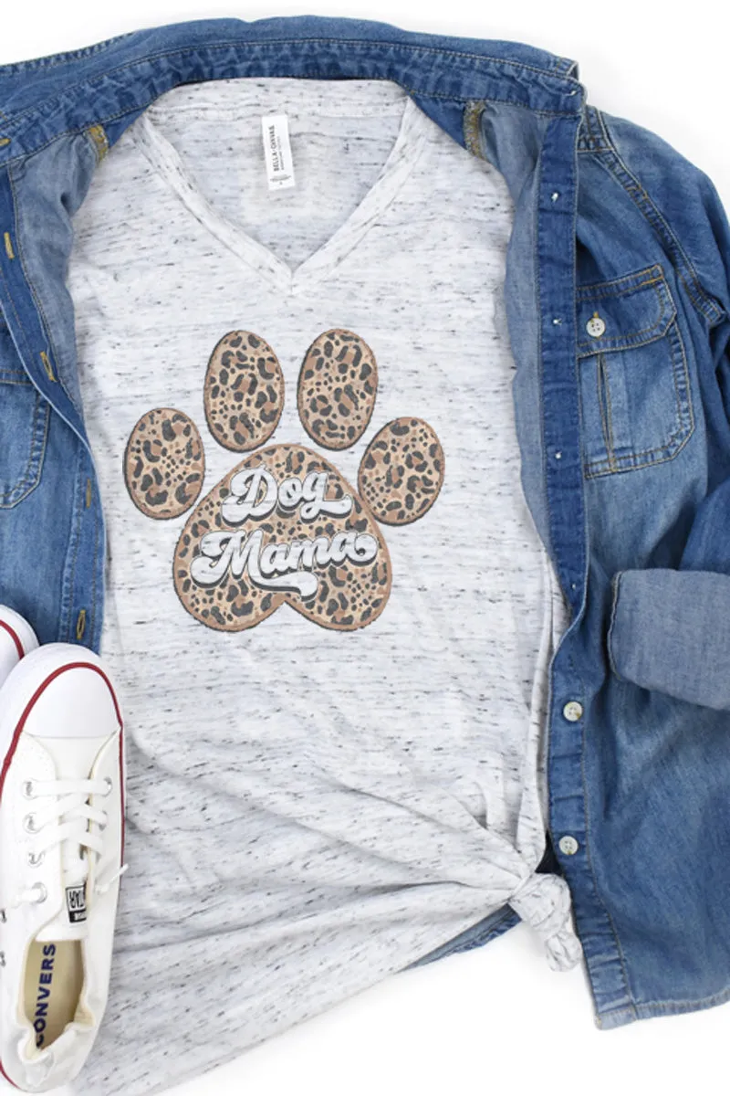 Leopard Paw Dog Mama Unisex V-Neck Tee