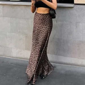 Leopard Print Bodycon Mermaid Maxi Skirt