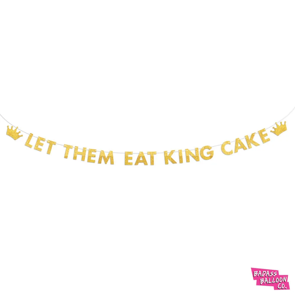 Let Them Eat King Cake Paper Party Banner | Mardi Gras Bunting