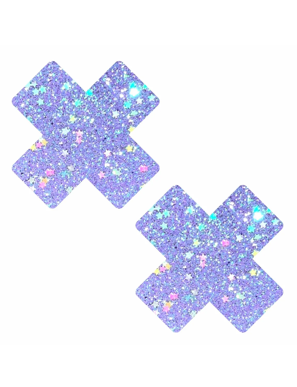 Lilac Glitter Cross Nipple Covers
