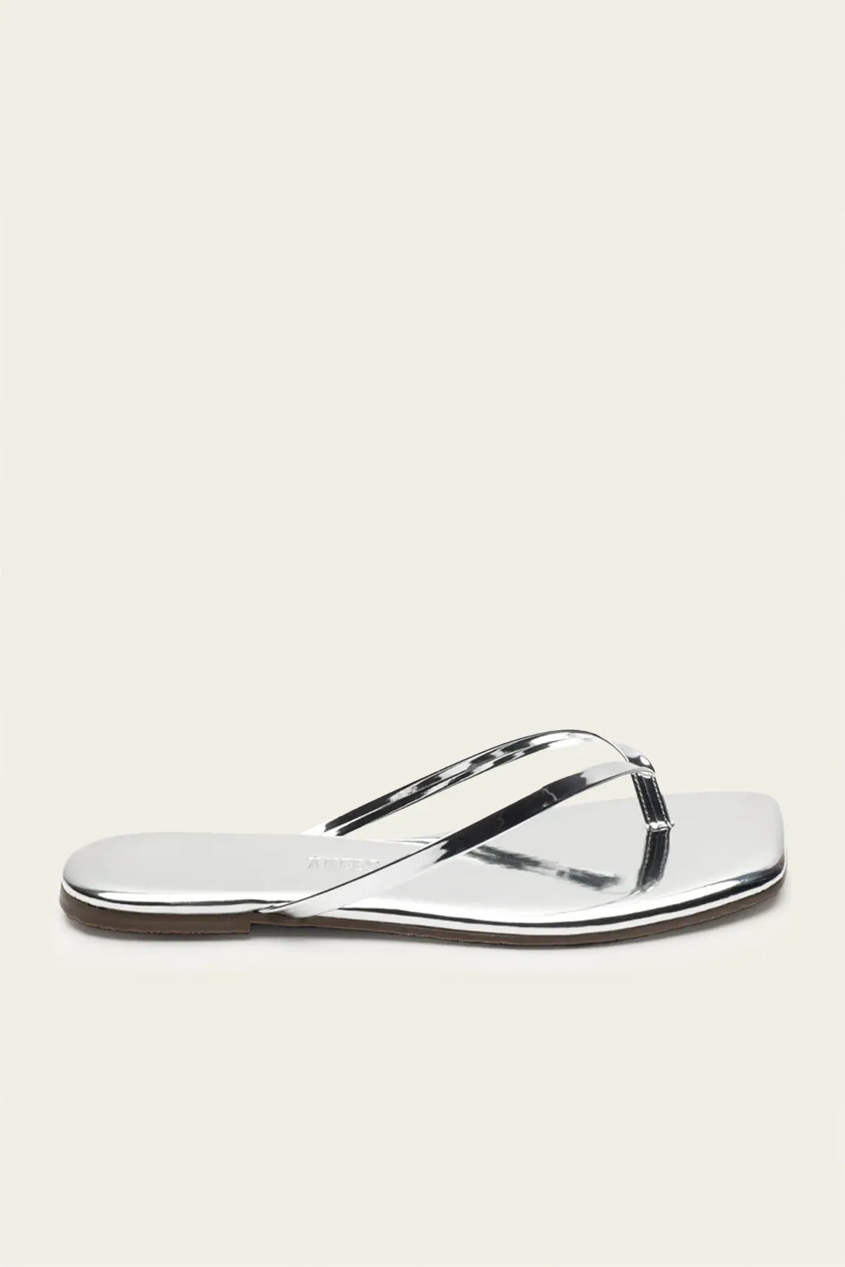 Lily Mirror Square Toe Flip Flops in Chrome