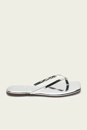 Lily Mirror Square Toe Flip Flops in Chrome