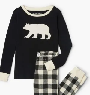 Little Blue House Pj's - Cream Plaid - 3