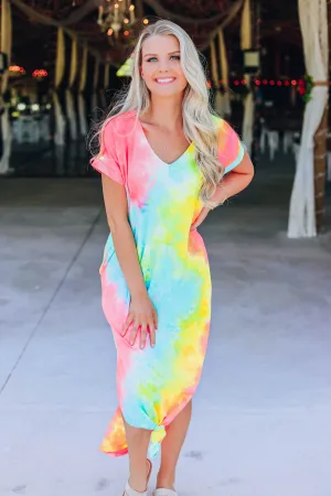 Lively Tie Dye Maxi Dress - Yellow/Blue