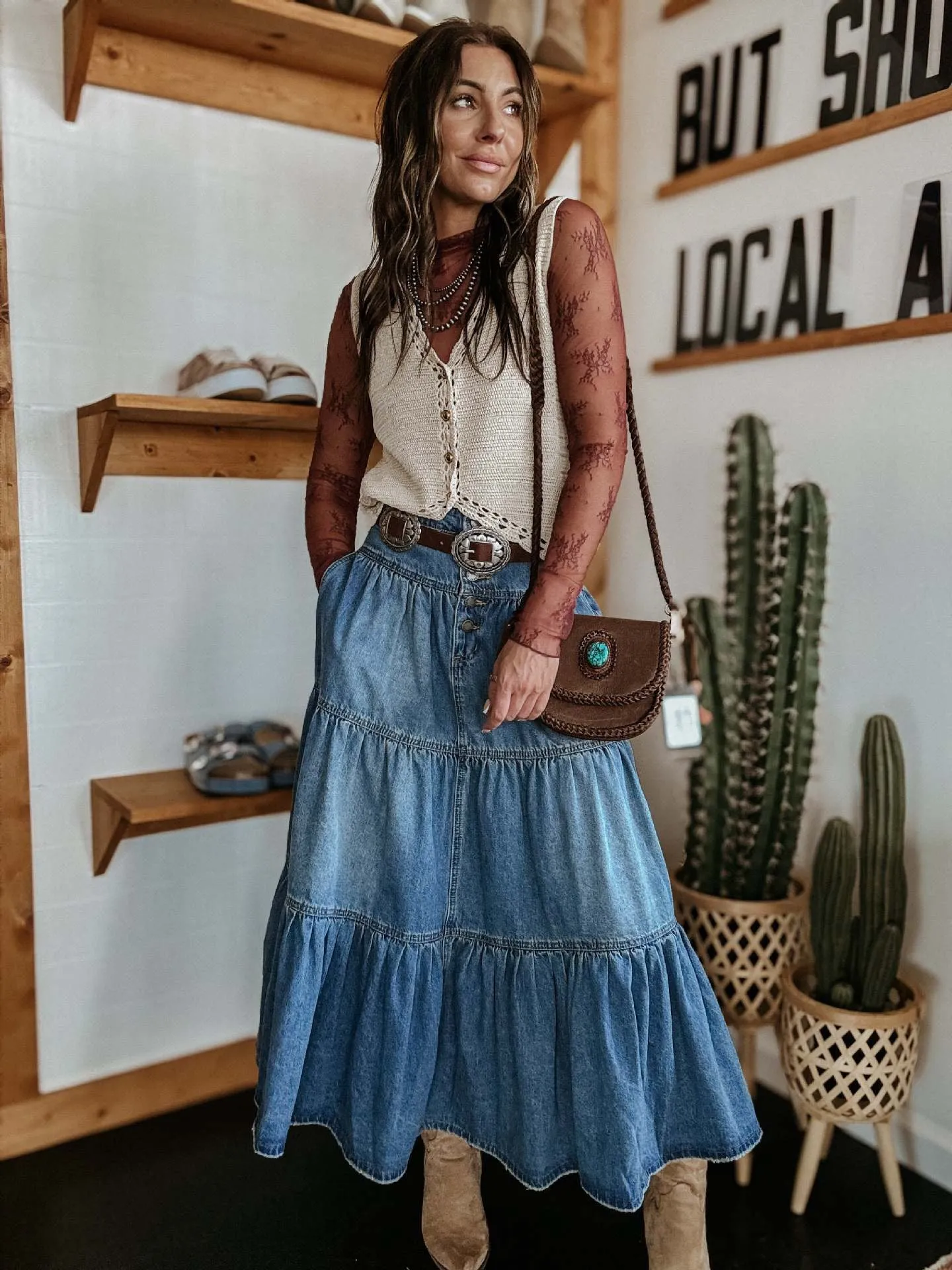 Lola Denim Maxi Skirt - Blue