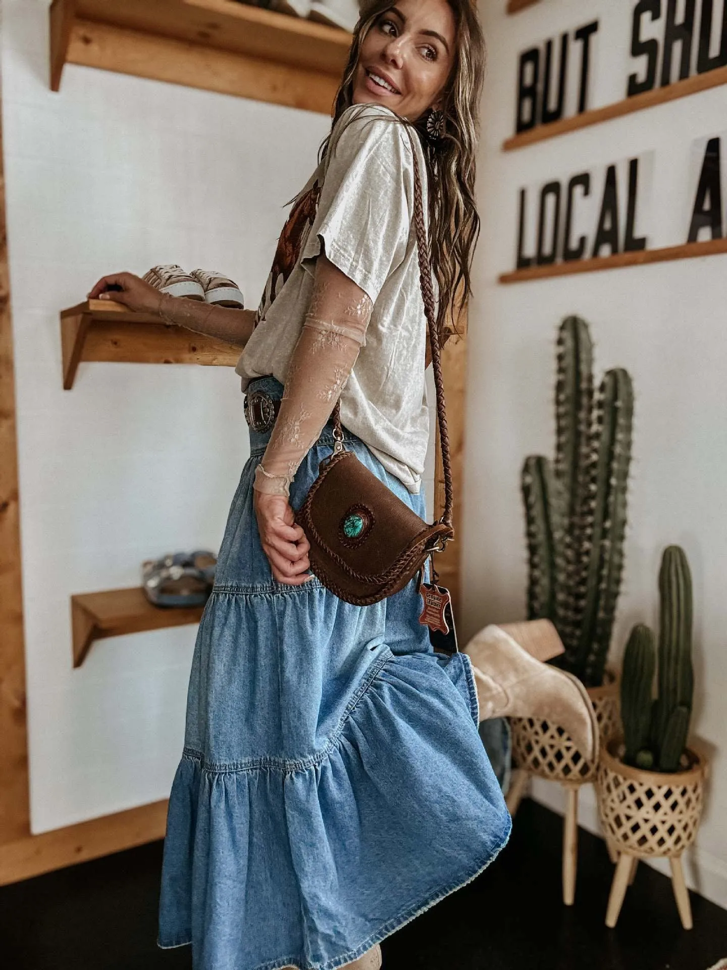 Lola Denim Maxi Skirt - Blue
