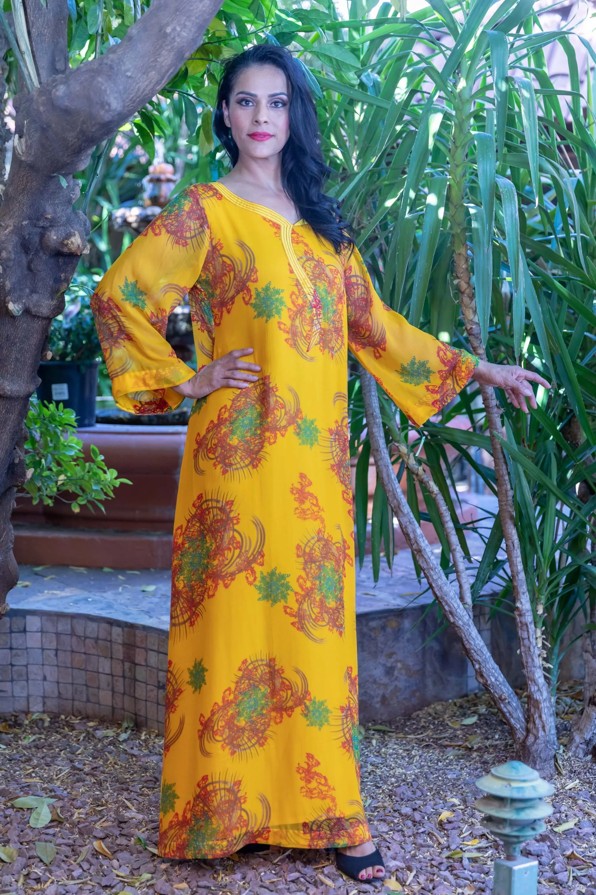 Long Silk and Chiffon Gown