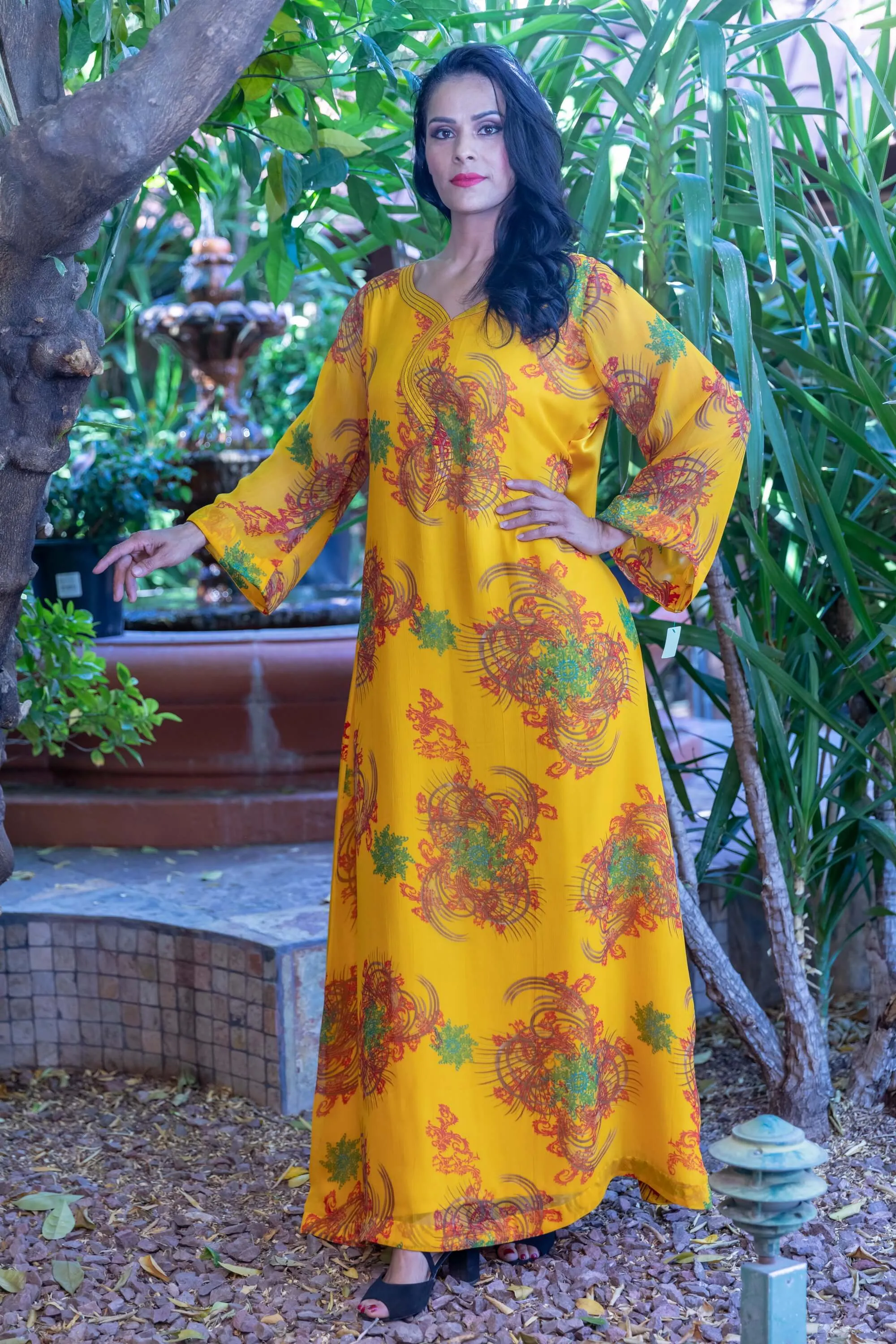Long Silk and Chiffon Gown