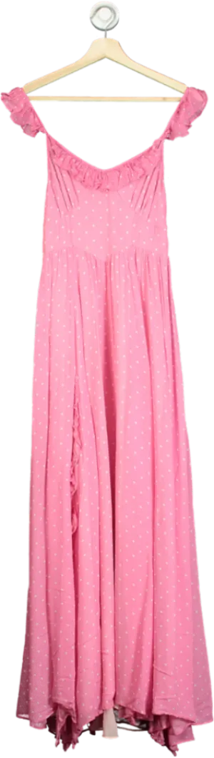 LoveShackFancy Pink Polka Dot Maxi Dress UK 4