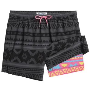 maamgic Mens 5 Inch Stretch Swimming Shorts Compression Liner Swim Trunks Quick Dry Bathing Suits Board Shorts Beach Shorts Swim Suits Geometrical Black Medium