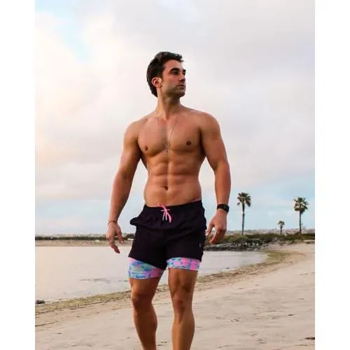 maamgic Mens 5 Inch Stretch Swimming Shorts Compression Liner Swim Trunks Quick Dry Bathing Suits Board Shorts Beach Shorts Swim Suits Midnight Purple Medium