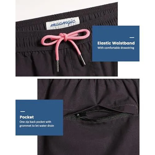 maamgic Mens 5 Inch Stretch Swimming Shorts Compression Liner Swim Trunks Quick Dry Bathing Suits Board Shorts Beach Shorts Swim Suits Midnight Purple Medium