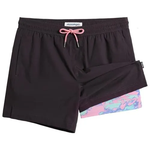 maamgic Mens 5 Inch Stretch Swimming Shorts Compression Liner Swim Trunks Quick Dry Bathing Suits Board Shorts Beach Shorts Swim Suits Midnight Purple Medium