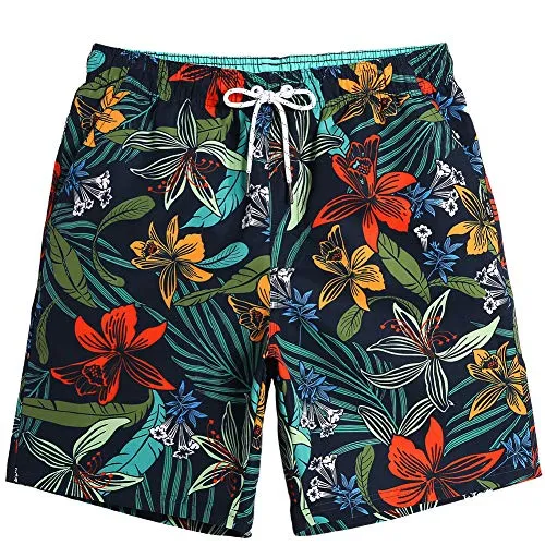 MaaMgic Mens Quick Dry Printed Short Swim Trunks with Mesh Lining Swimwear Bathing Suits