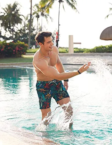 MaaMgic Mens Quick Dry Printed Short Swim Trunks with Mesh Lining Swimwear Bathing Suits
