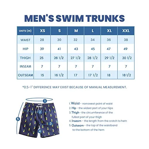 MaaMgic Mens Quick Dry Printed Short Swim Trunks with Mesh Lining Swimwear Bathing Suits