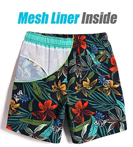 MaaMgic Mens Quick Dry Printed Short Swim Trunks with Mesh Lining Swimwear Bathing Suits