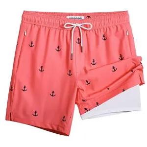maamgic Swim Trunks Men 2 in 1 Mens Bathing Suit 7 Inch Quick Dry Mens Swimming Trunks with Zipper Pockets