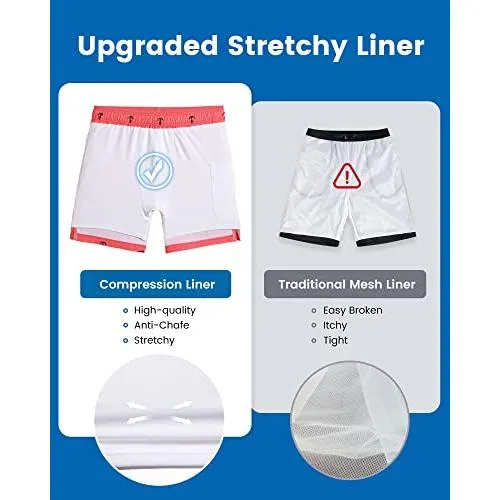 maamgic Swim Trunks Men 2 in 1 Mens Bathing Suit 7 Inch Quick Dry Mens Swimming Trunks with Zipper Pockets