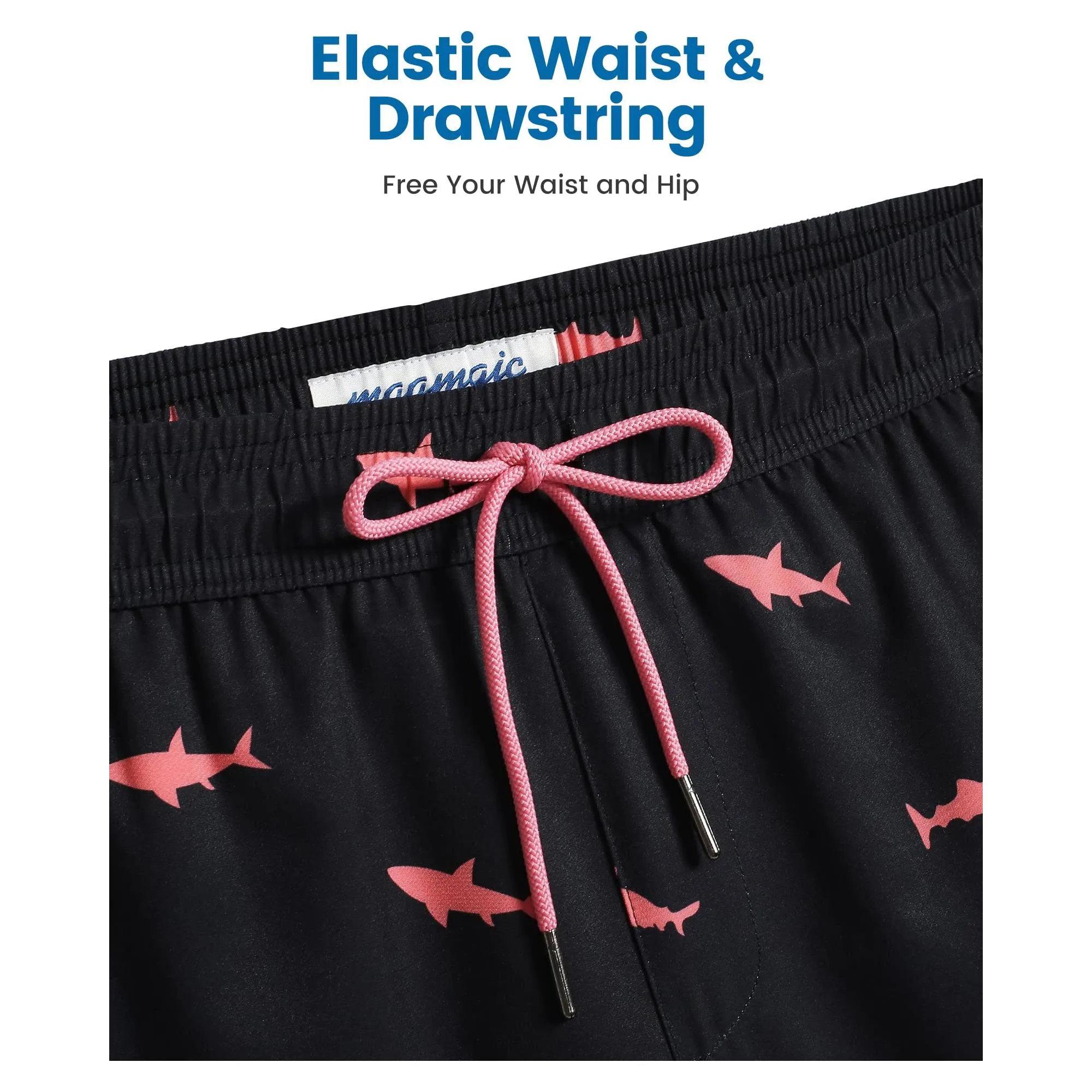 maamgic Swim Trunks Men 2 in 1 Mens Bathing Suit 7 Inch Quick Dry Mens Swimming Trunks with Zipper Pockets