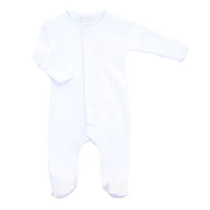 Magnolia Baby Essentials Footie - White w/ Blue Trim