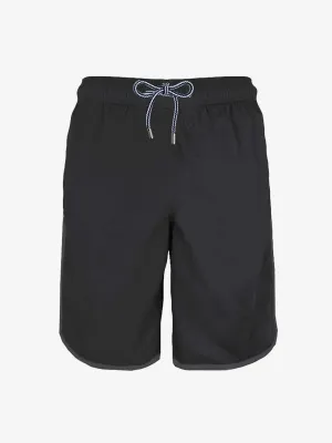 Man black board shorts