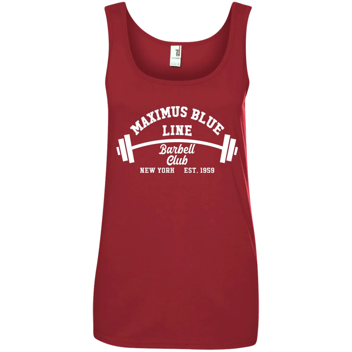 Maximus Blue Line Barbell Club Ladies Ringspun Cotton Tank Top