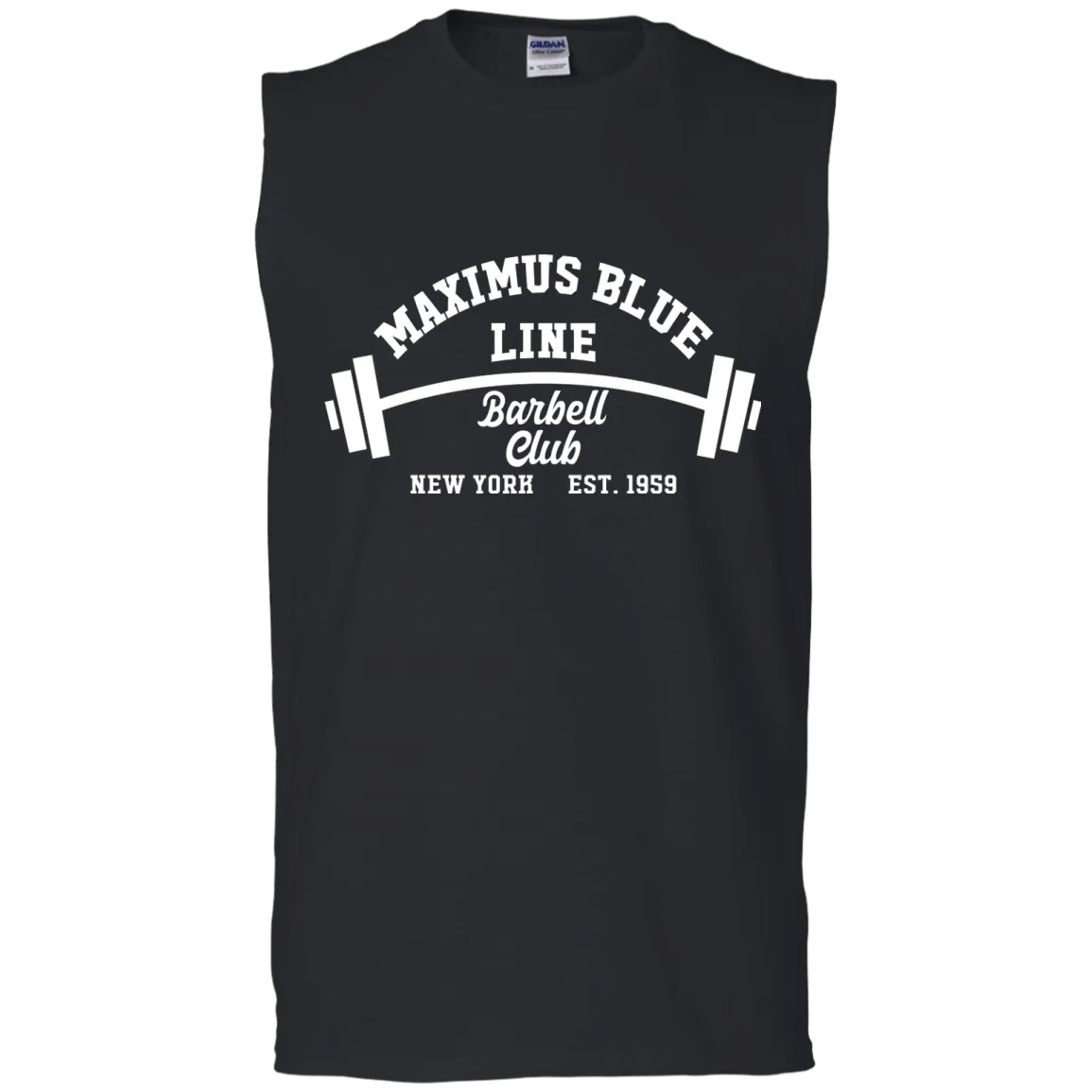 Maximus Blue Line Barbell Club Sleeveless T-Shirt