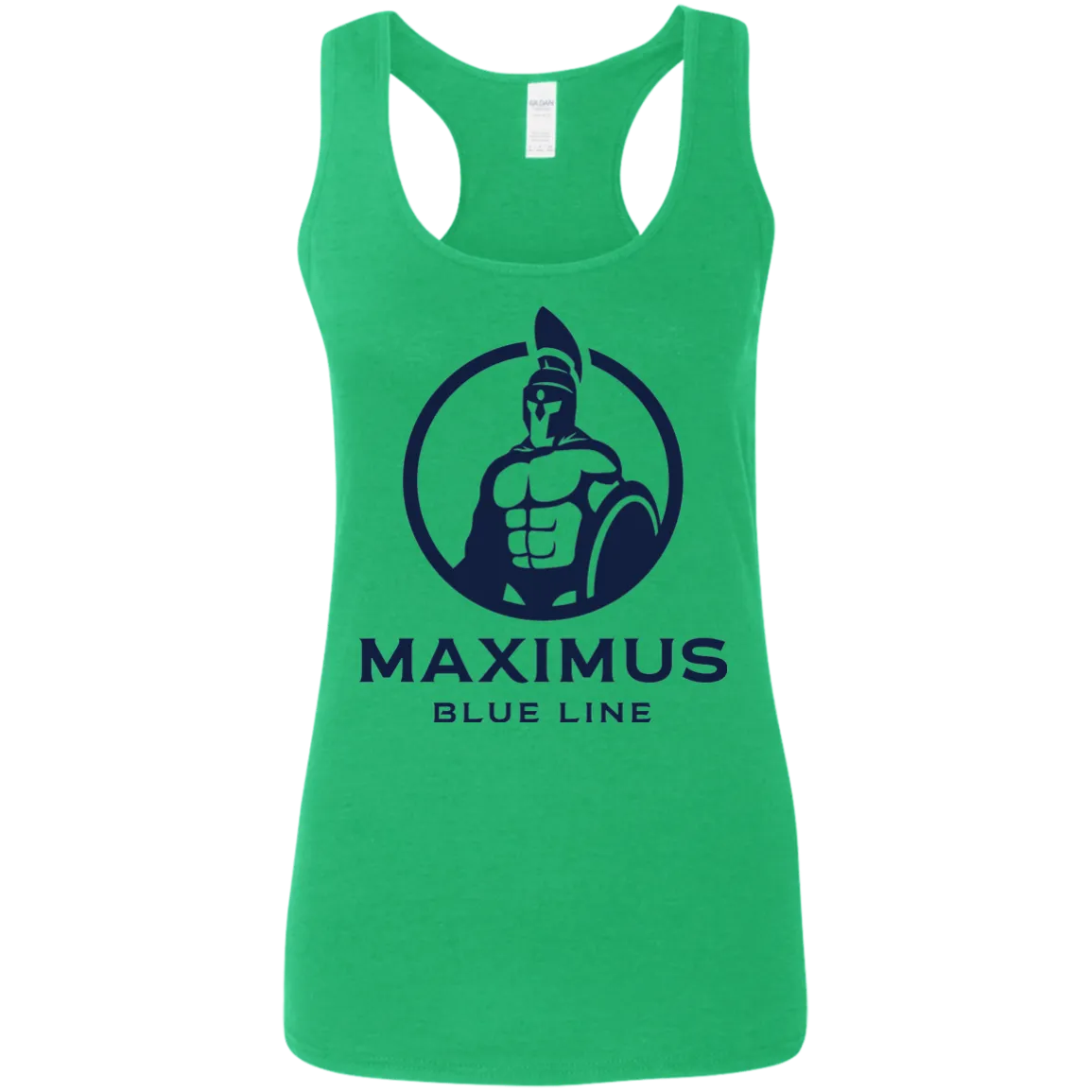 Maximus Blue Line logo ladies racerback tank