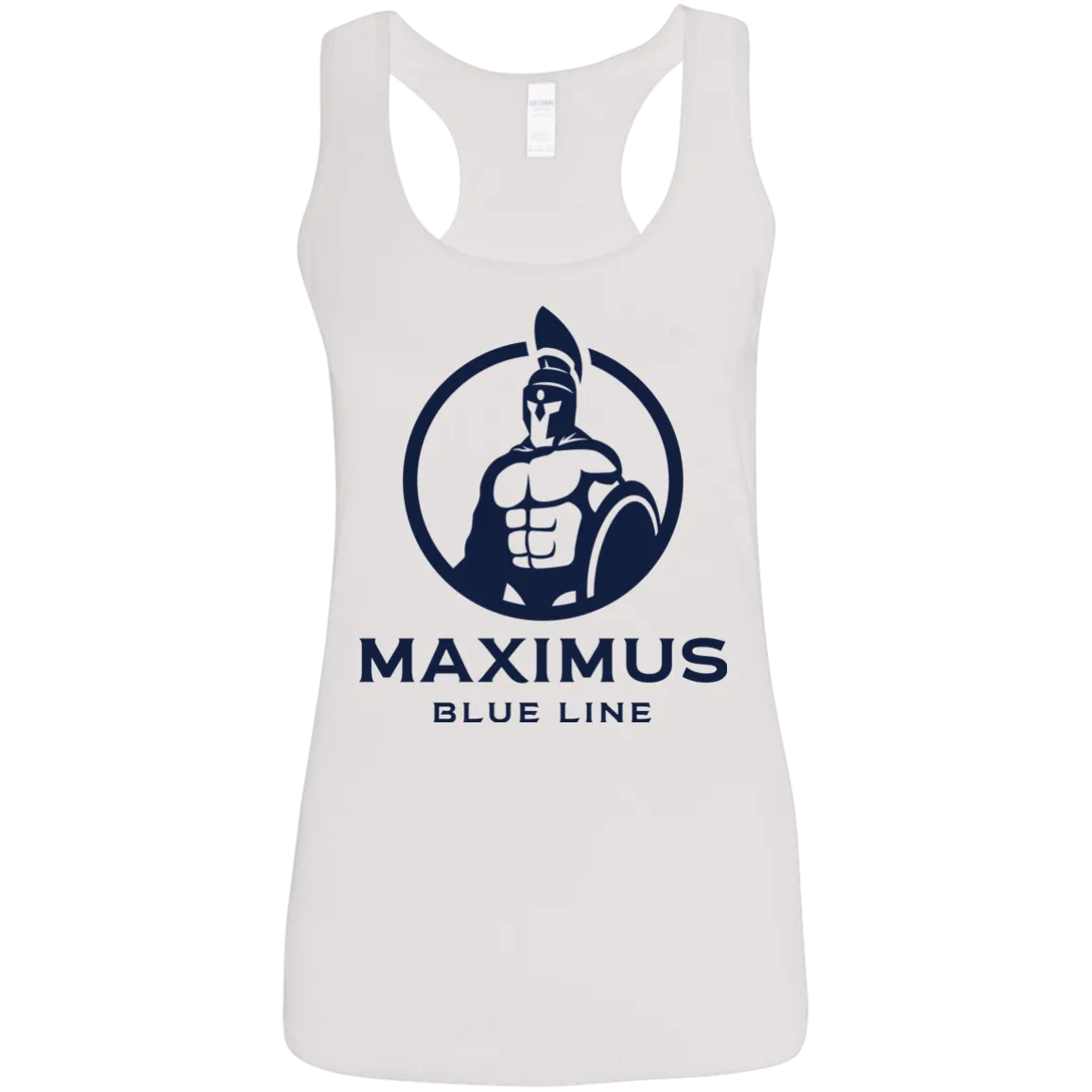 Maximus Blue Line logo ladies racerback tank