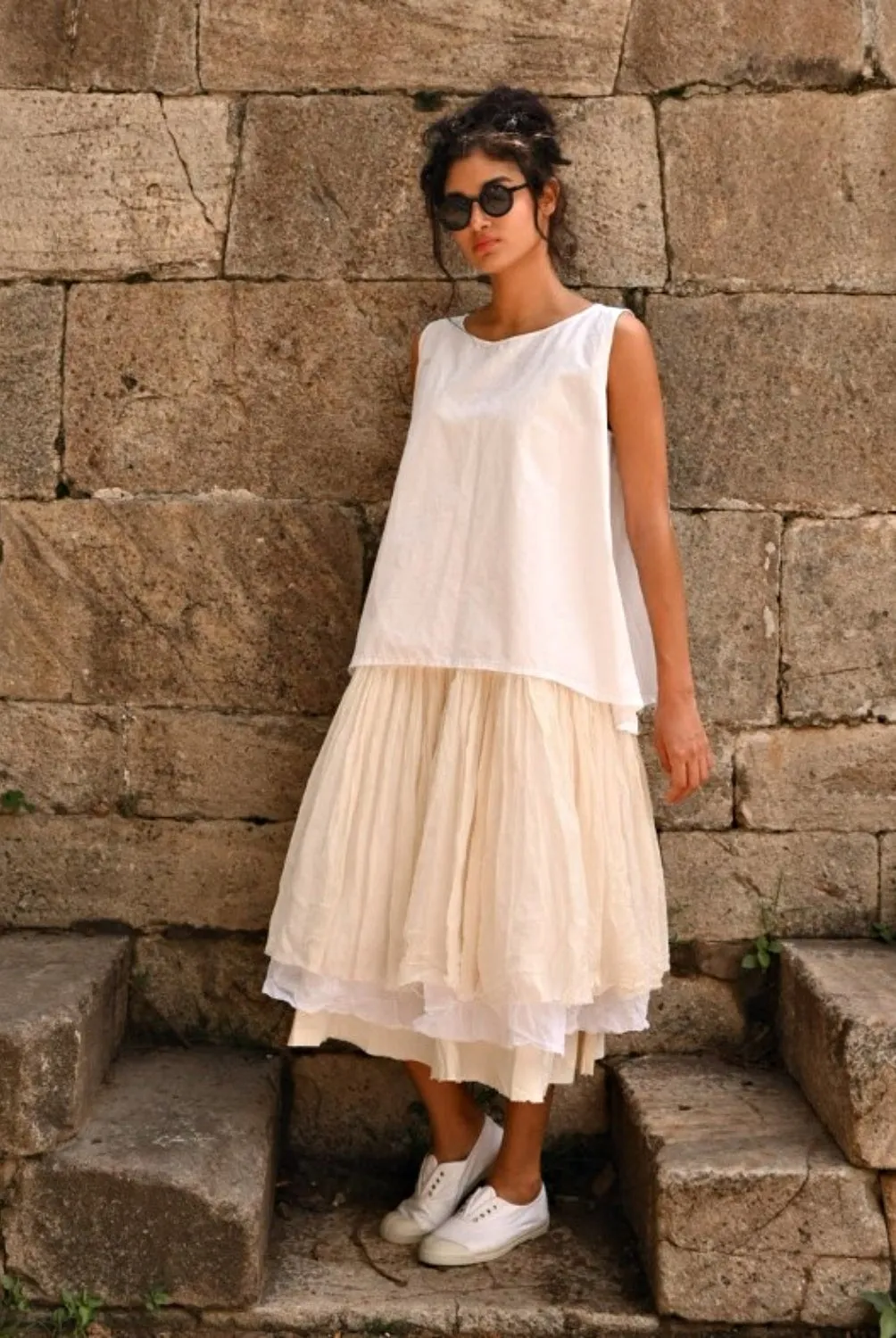MEG BY DESIGN GIA SLEEVELESS TOP PAPER COTTON WHITE