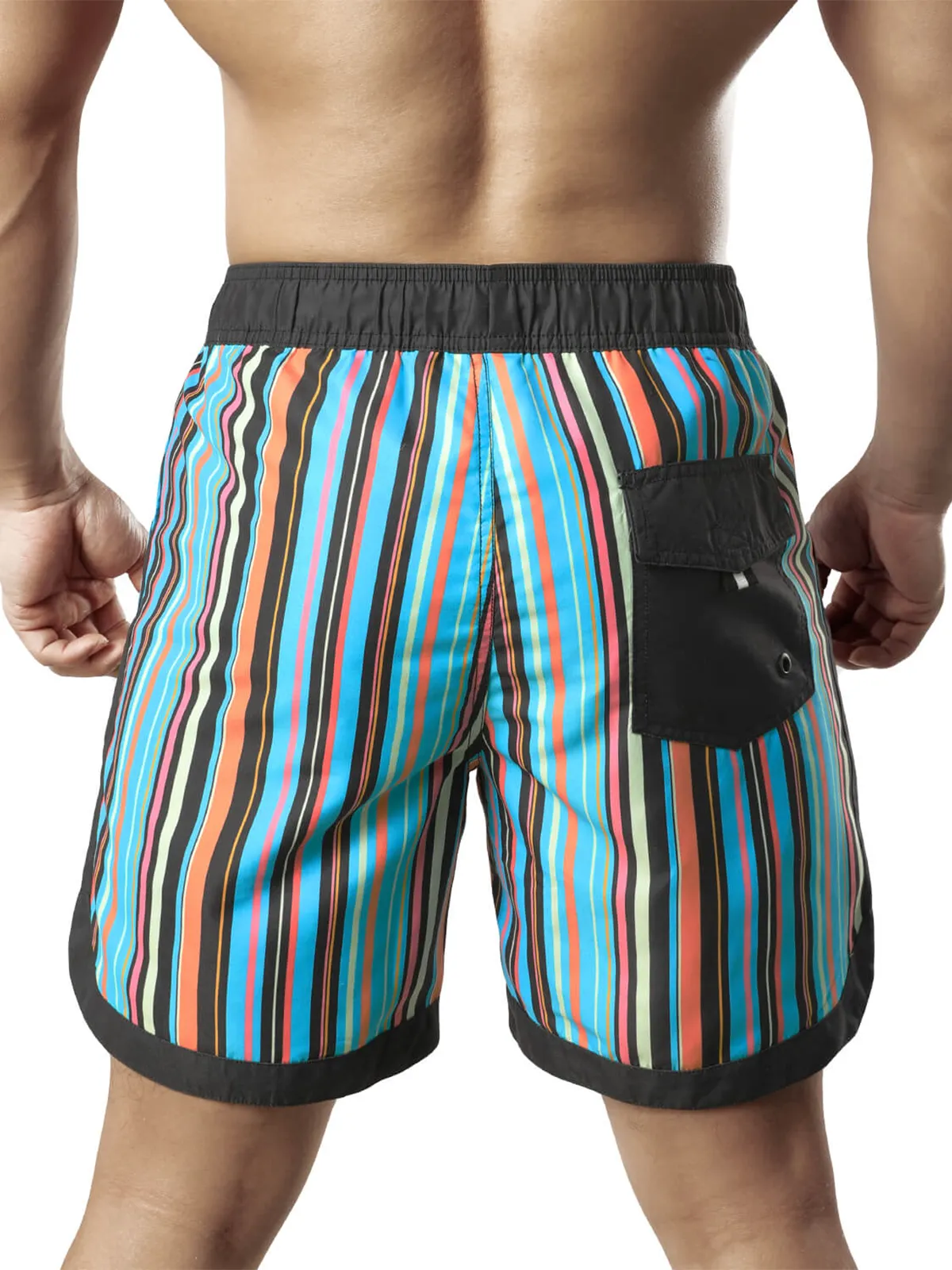 Men's Casual Retro Striped Summer Quick Dry Swimming Trunks