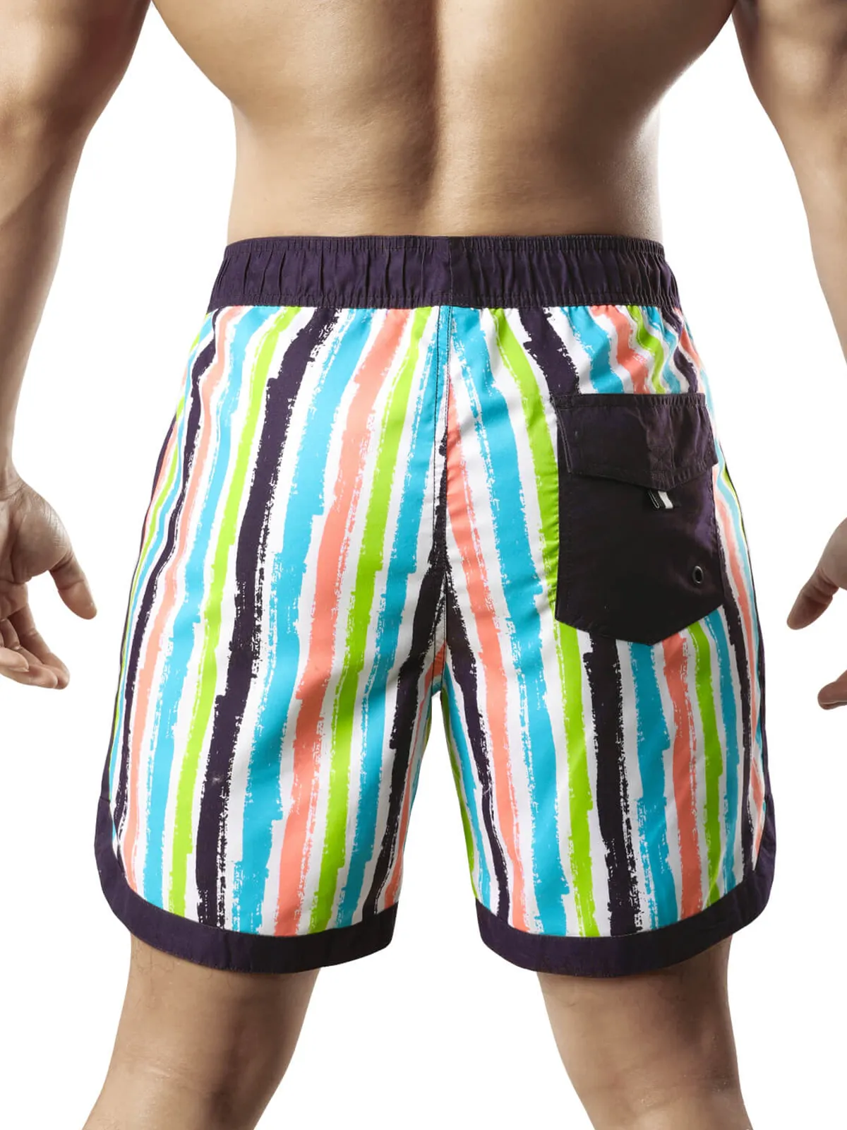 Men's Casual Retro Striped Summer Quick Dry Swimming Trunks