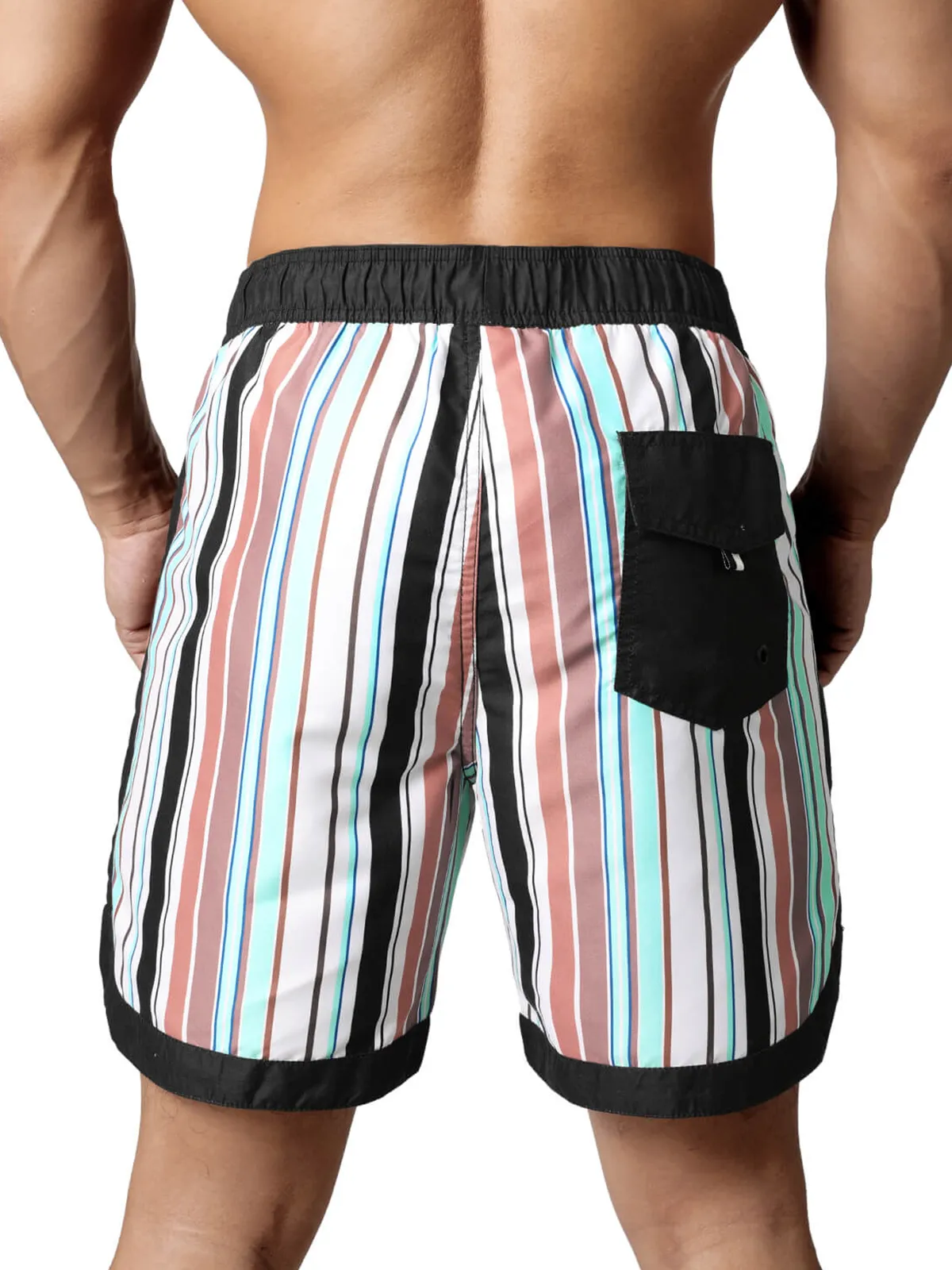 Men's Casual Retro Striped Summer Quick Dry Swimming Trunks