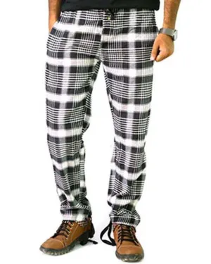 Men's Cotton Checked Pajama - Black & White