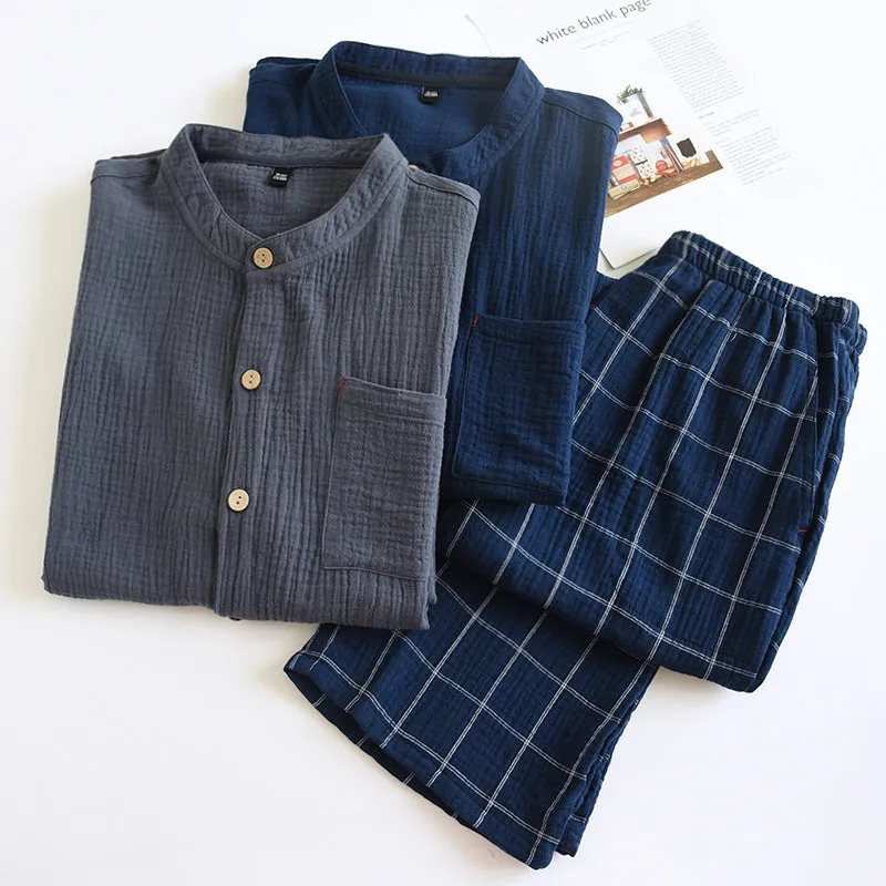 Men's Cotton Gauze Pajamas – Lightweight Comfort for Restful Nights