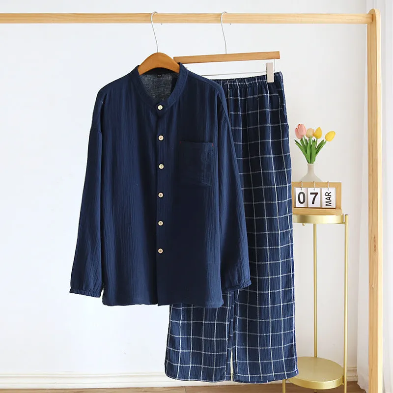 Men's Cotton Gauze Pajamas – Lightweight Comfort for Restful Nights